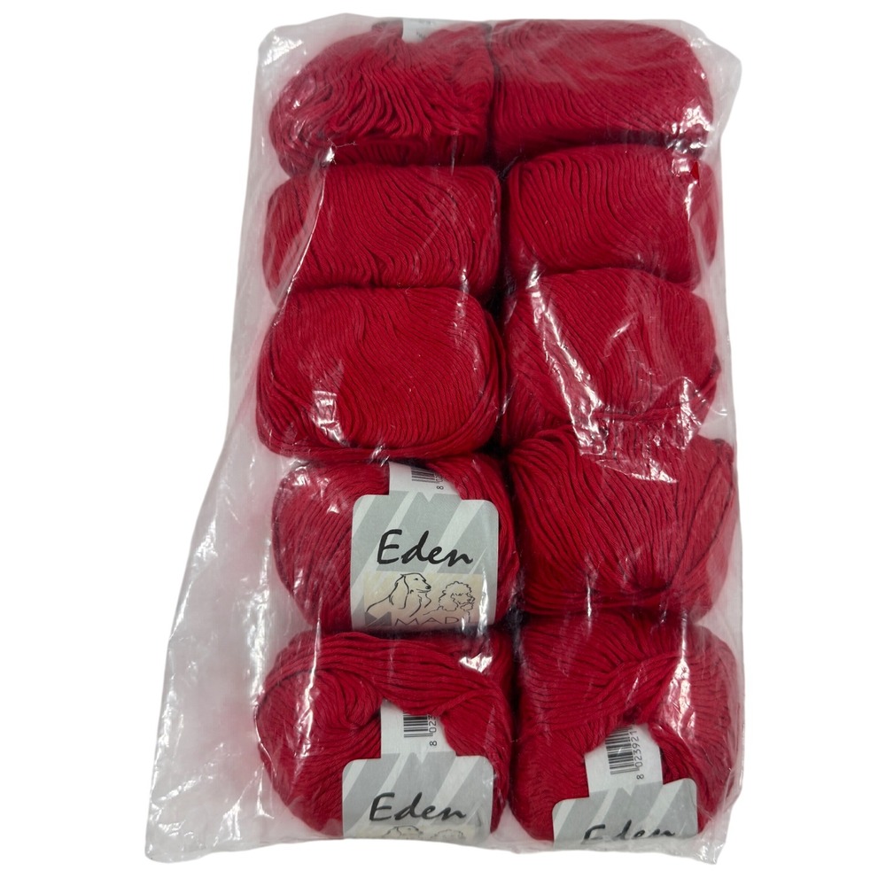 Madil Eden 100% Bamboo Yarn Red Shade 632 Made in Italy 10 Skeins Lot 500g